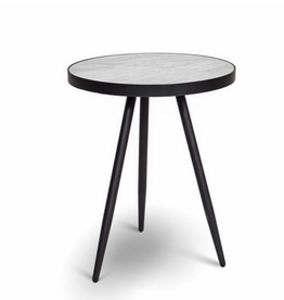 White Marble Florence Lamp Table D17.5” H22” Reg $385  Now $150