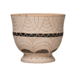 Debossed Terracotta Footed Planter D8.5" H7"