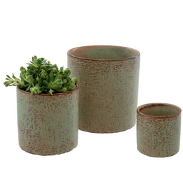 Small Green Stoneware Pot D3" H3"