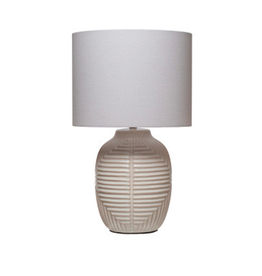 White Embossed Stoneware Table Lamp with White Shade