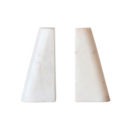 White Marble Bookends Pair H6"