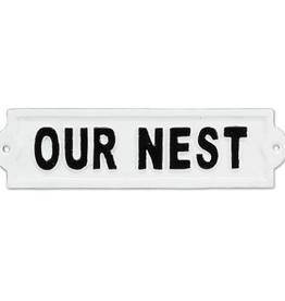 White Our Nest Sign L9"