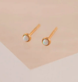 Gold Demi Fine Opal Mini Stud Earrings 3mm