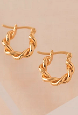Gold Demi Fine Twist Hinge Hoop Earrings 11mm