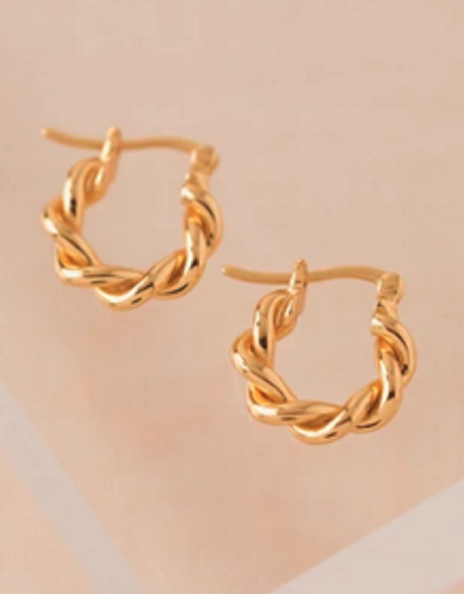 Gold Demi Fine Twist Hinge Hoop Earrings 11mm