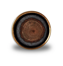 Resin Wood Knob with Brass Border D1.78"