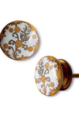 Floral Design Ceramic Knob D1.5"