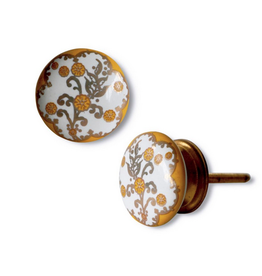 Floral Design Ceramic Knob D1.5"