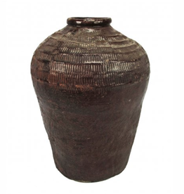 Vintage Ceramic Rice Wine Jar D13" H19"