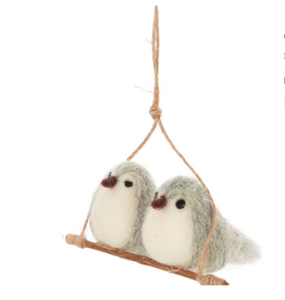Felt Bird Couple on Swing Ornament H4.35"