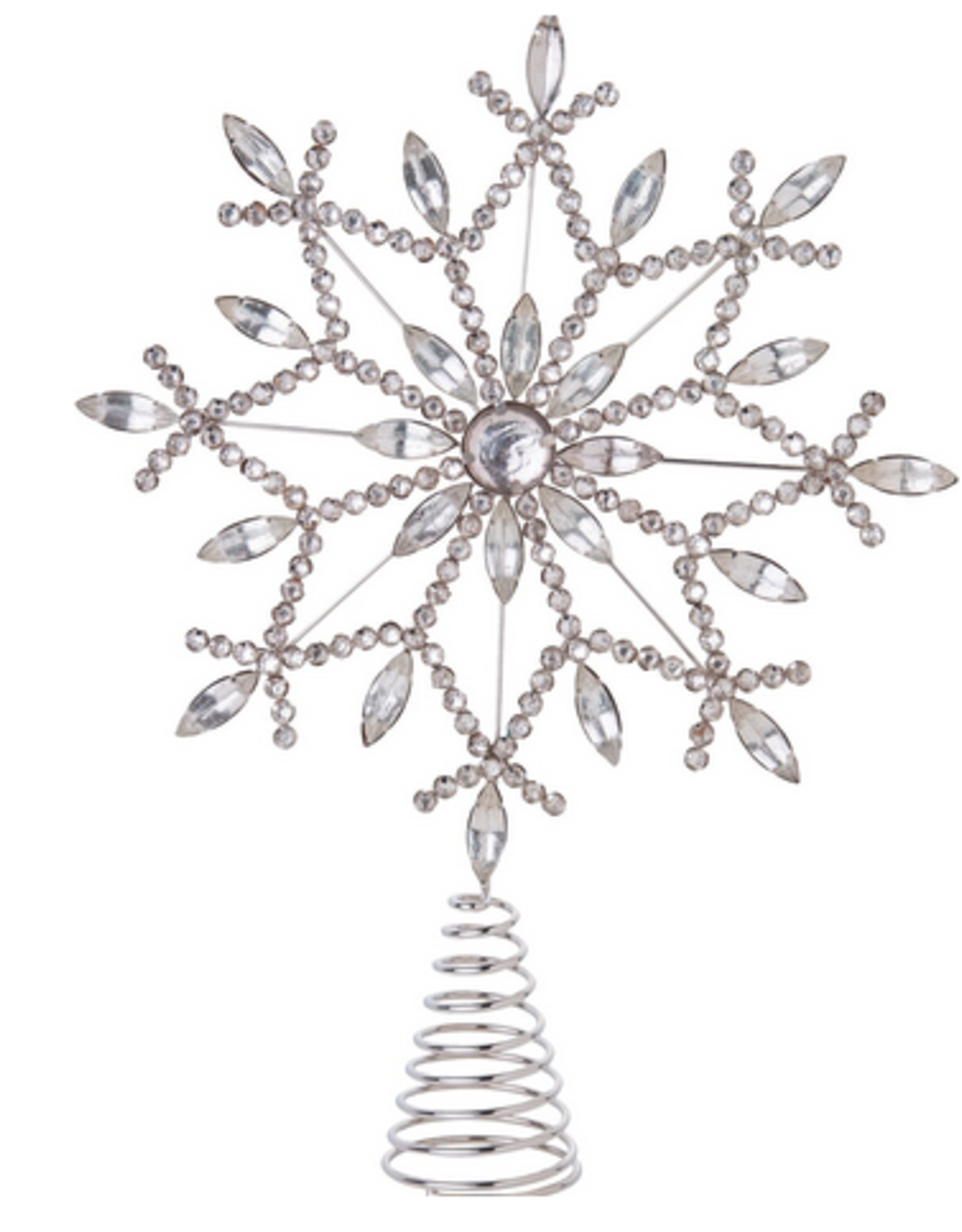 Jeweled Snowflake Tree Topper on Silver Metal Frame H13"