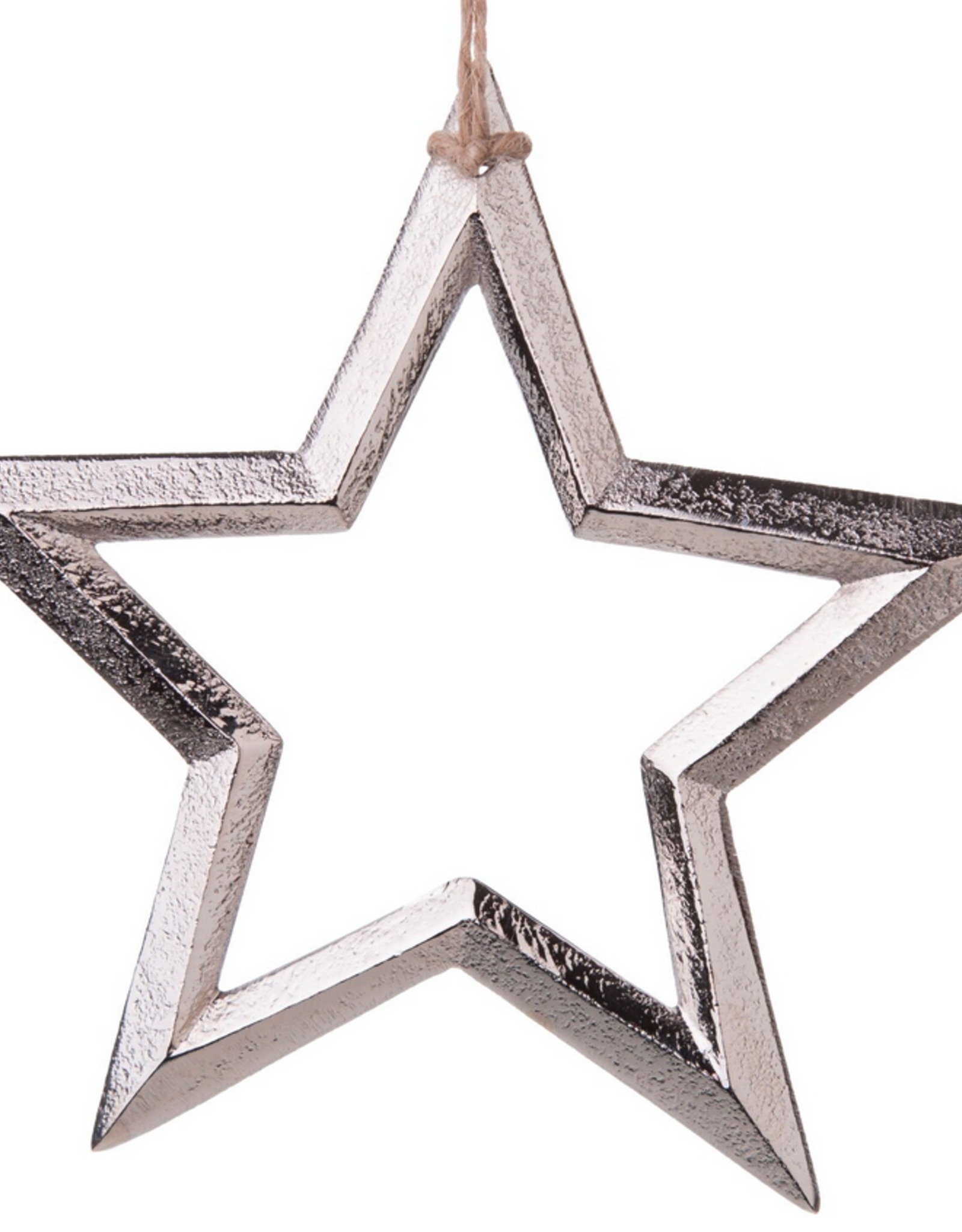 Silver Cast Metal Star Ornament D5.5"