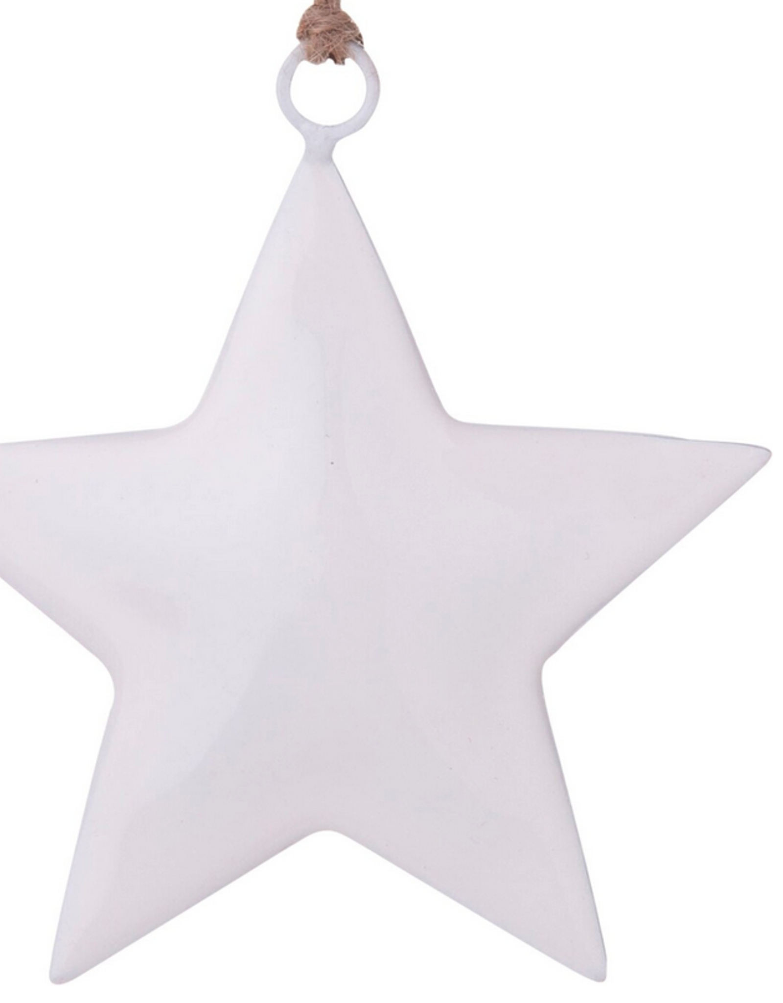 White Enamel Metal Star Ornament D3"