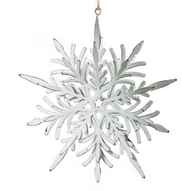 Antique White Metal 3D Snowflake Ornament 6"