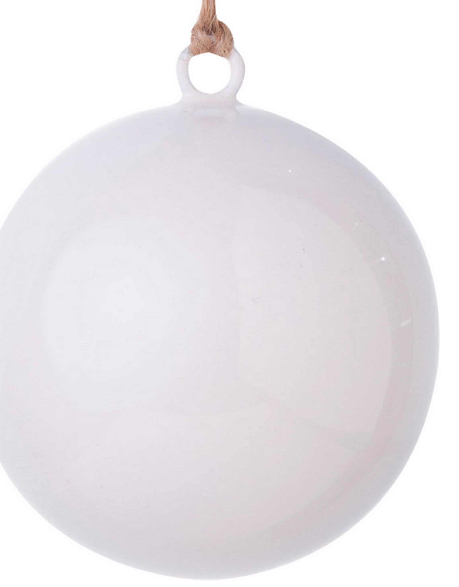White Enamel Metal Ball Ornament 3"