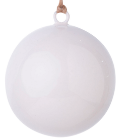 White Enamel Metal Ball Ornament 4"