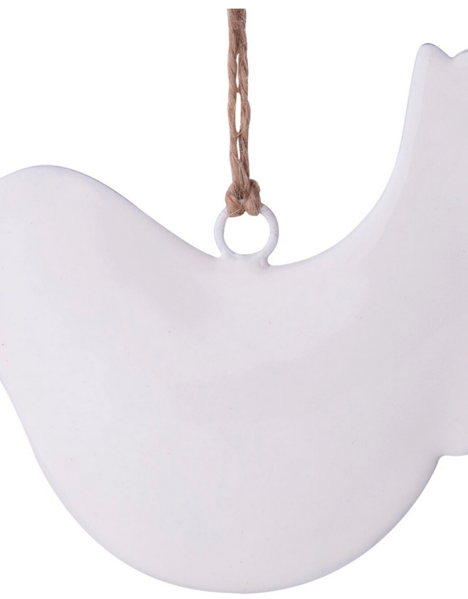 White Enamel Metal Dove Silhouette Ornament 4"