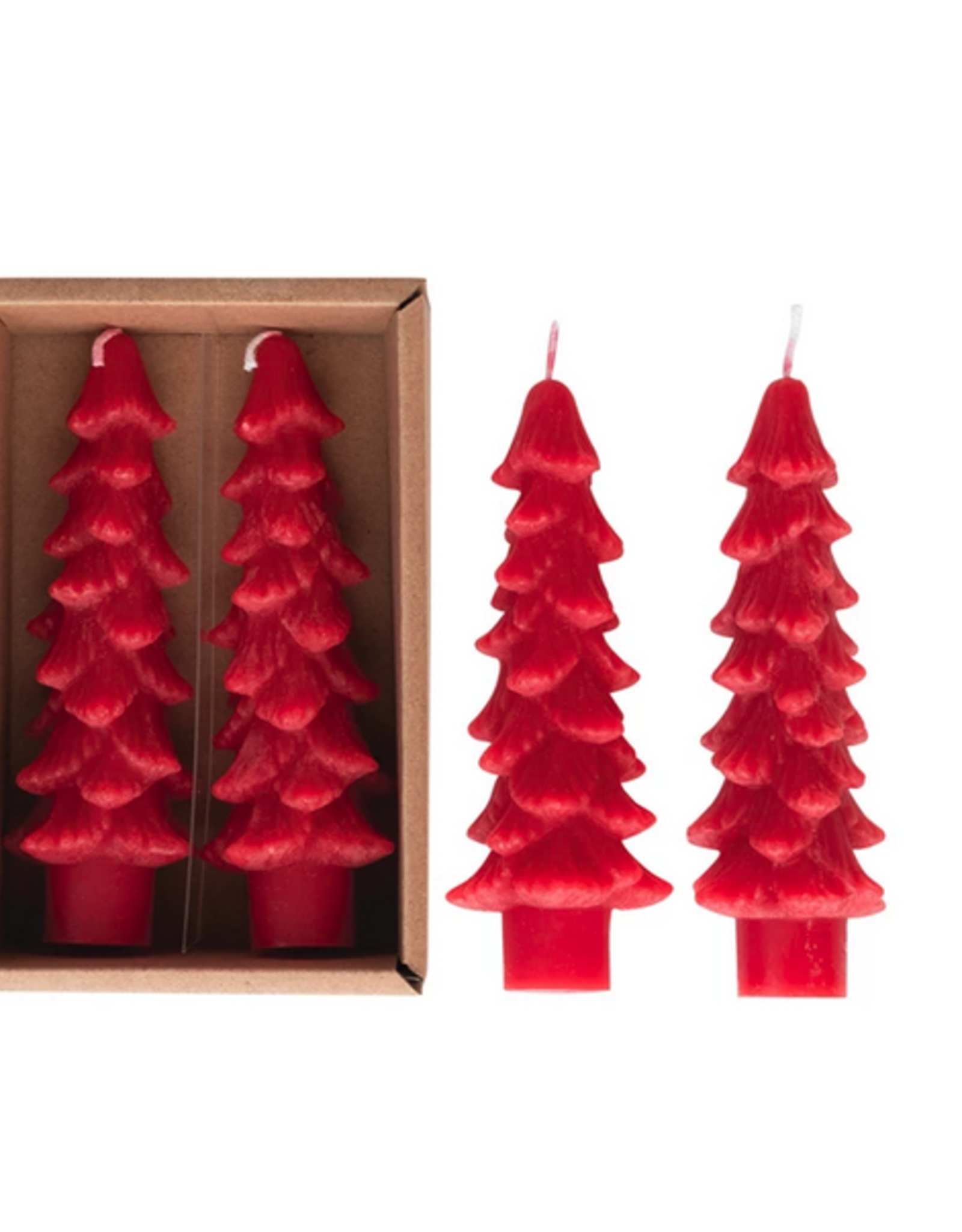 Small Holly Berry Tree Shaped Taper Candles H5" 5 Hours - Box of 2