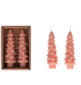 Small Pink Tree Shaped Taper Candles H5" 5 Hours - Box of 2