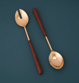 Gold and Wood Serving Set L14.25"