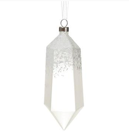 Frosted White Snowed Glass Crystal Shaped Ornament H5.5"
