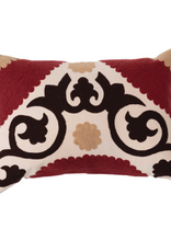 Cotton Suzani Embroidered Lumbar Pillow L20" W14"