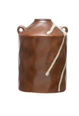 Brown Stoneware Vase with Handles H5.25"