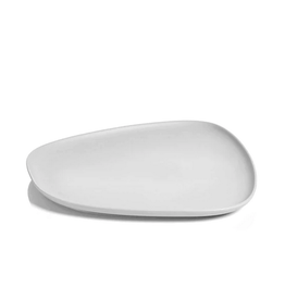 Medium White Skive Organic Ceramic Platter L12.25" W11.25"