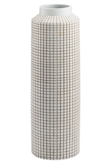 Small Allic Textured Grid Vase D5" H16.5"