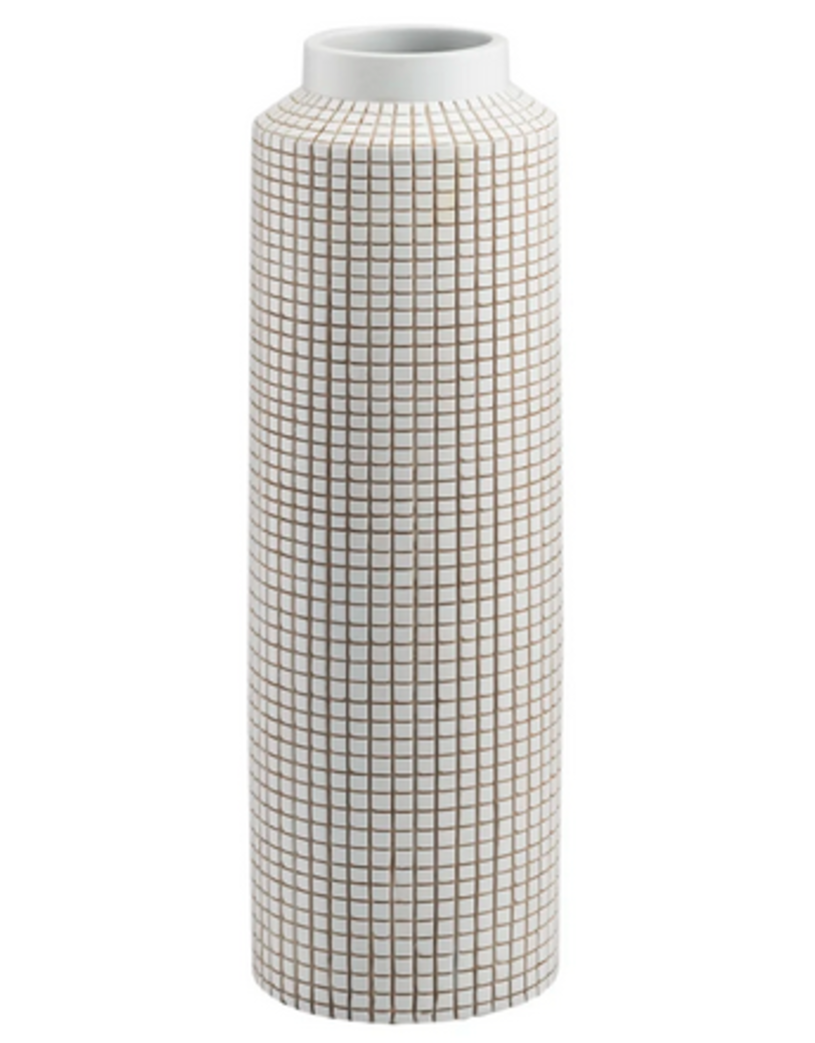 Small Allic Textured Grid Vase D5" H16.5"