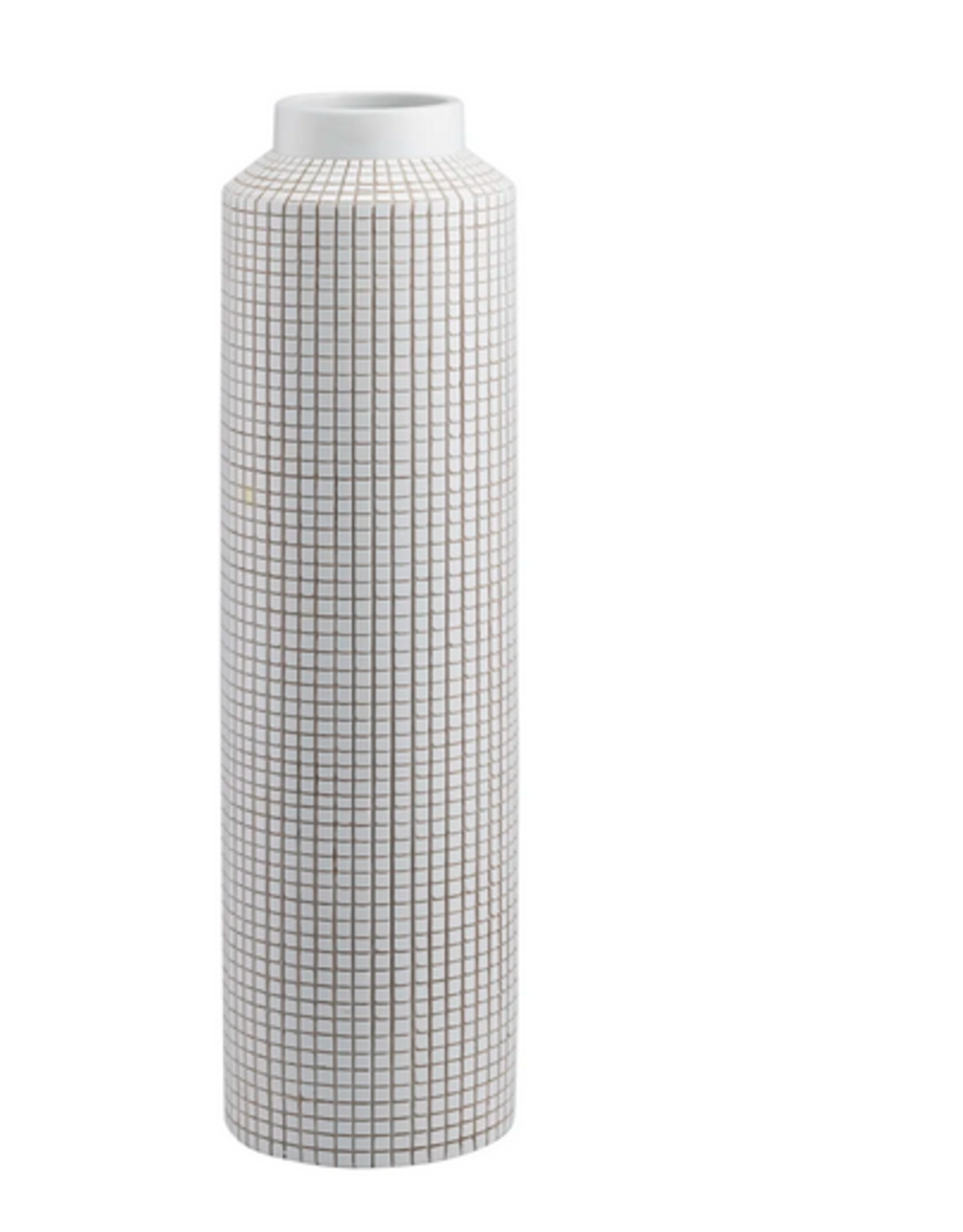 Medium Allic Textured Grid Vase D6" H21"