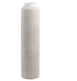 Large Allic Textured Grid Vase D6.25" H25"