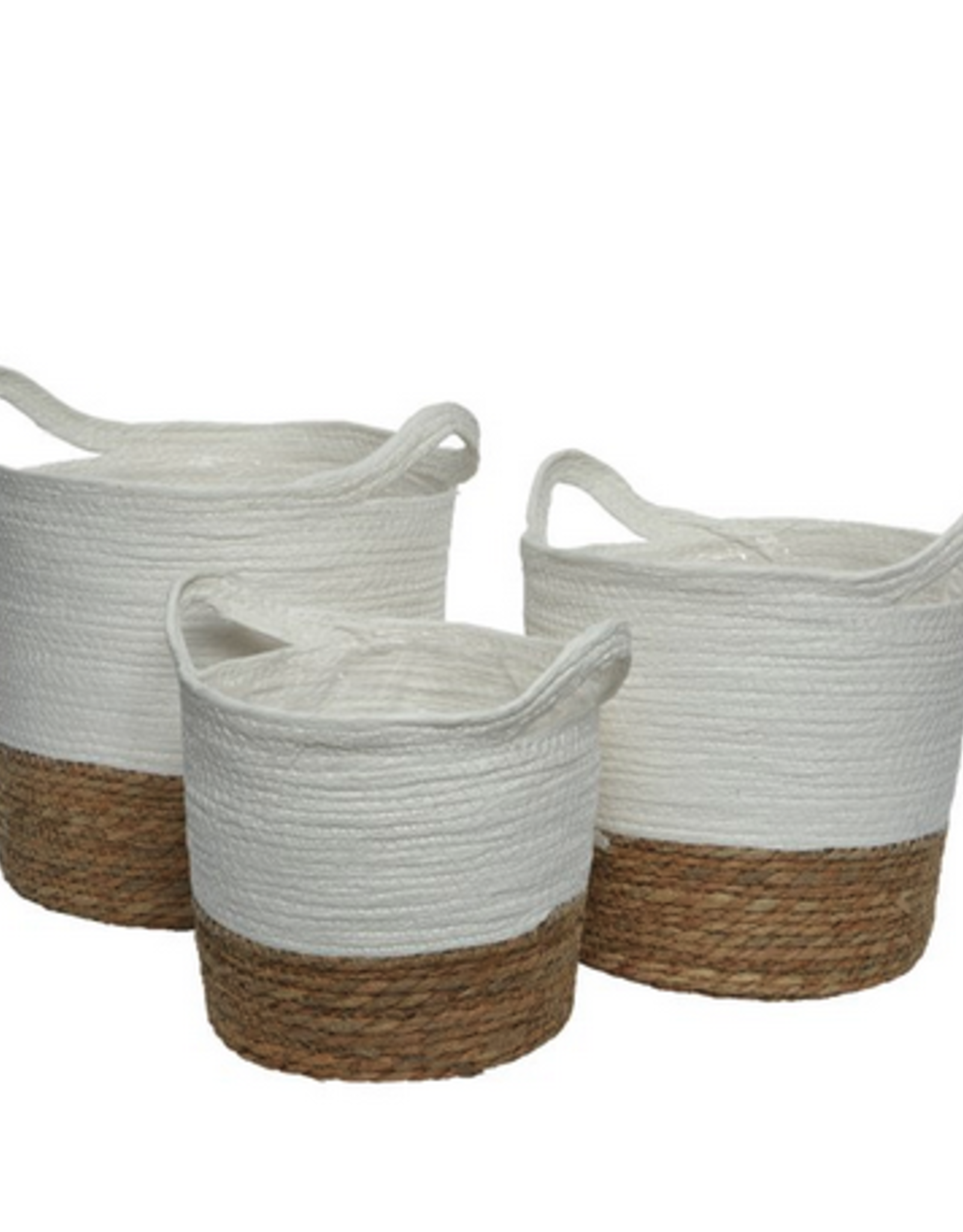 Large Cotton and Seagrass Basket D13" H13"