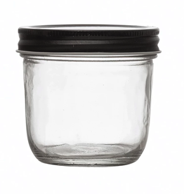 Short 8oz Glass Jar with Black Lid H3.75"