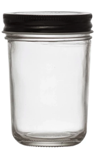 Tall 8oz Glass Jar with Black Metal Lid H4.25"