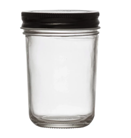 8 oz Eco Mason Tapered Glass Jar with White Lid