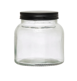 20oz Glass Jar with Black Metal Lid H4.5"