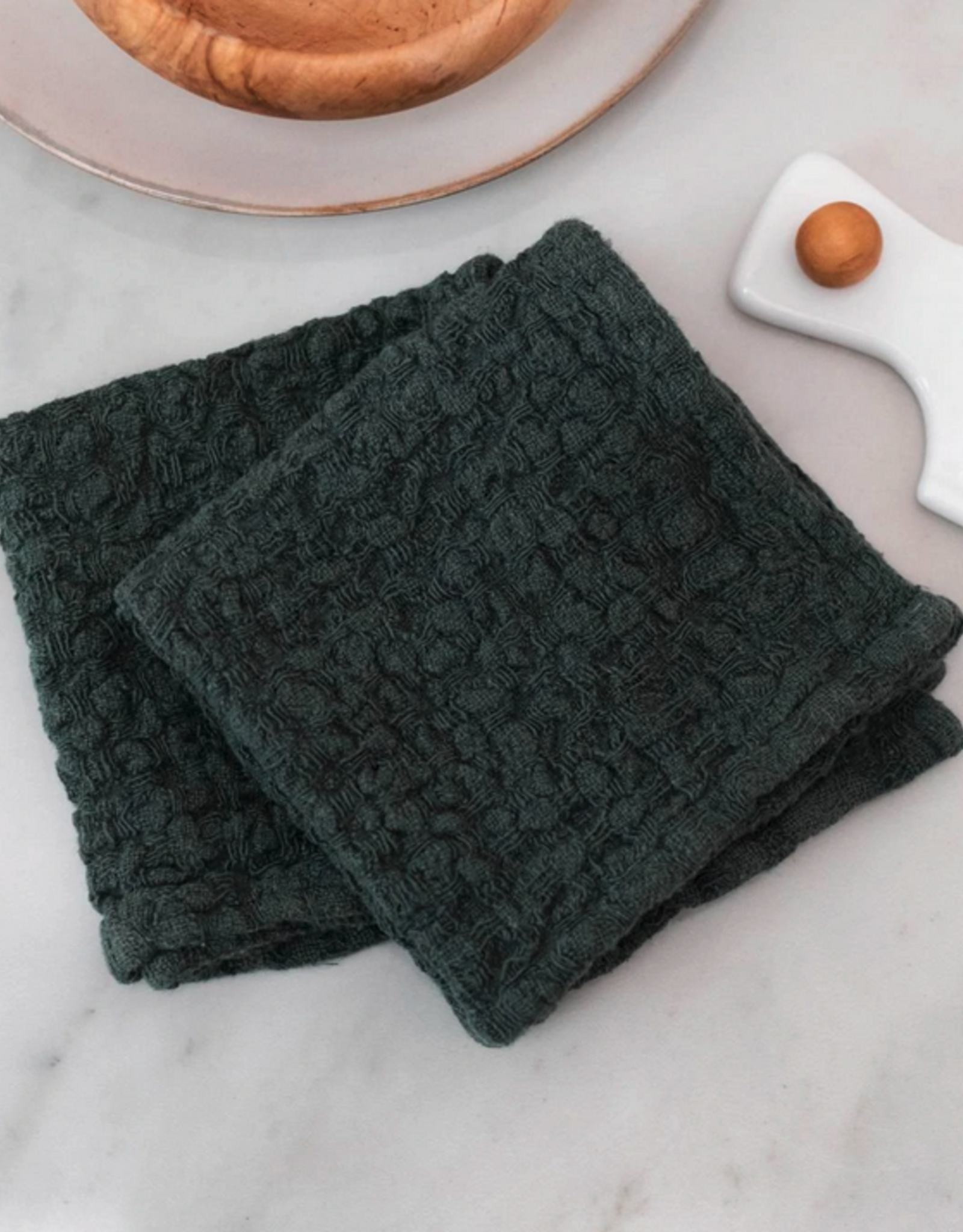 Forest Green Linen Dishcloths L10"- Set of 2