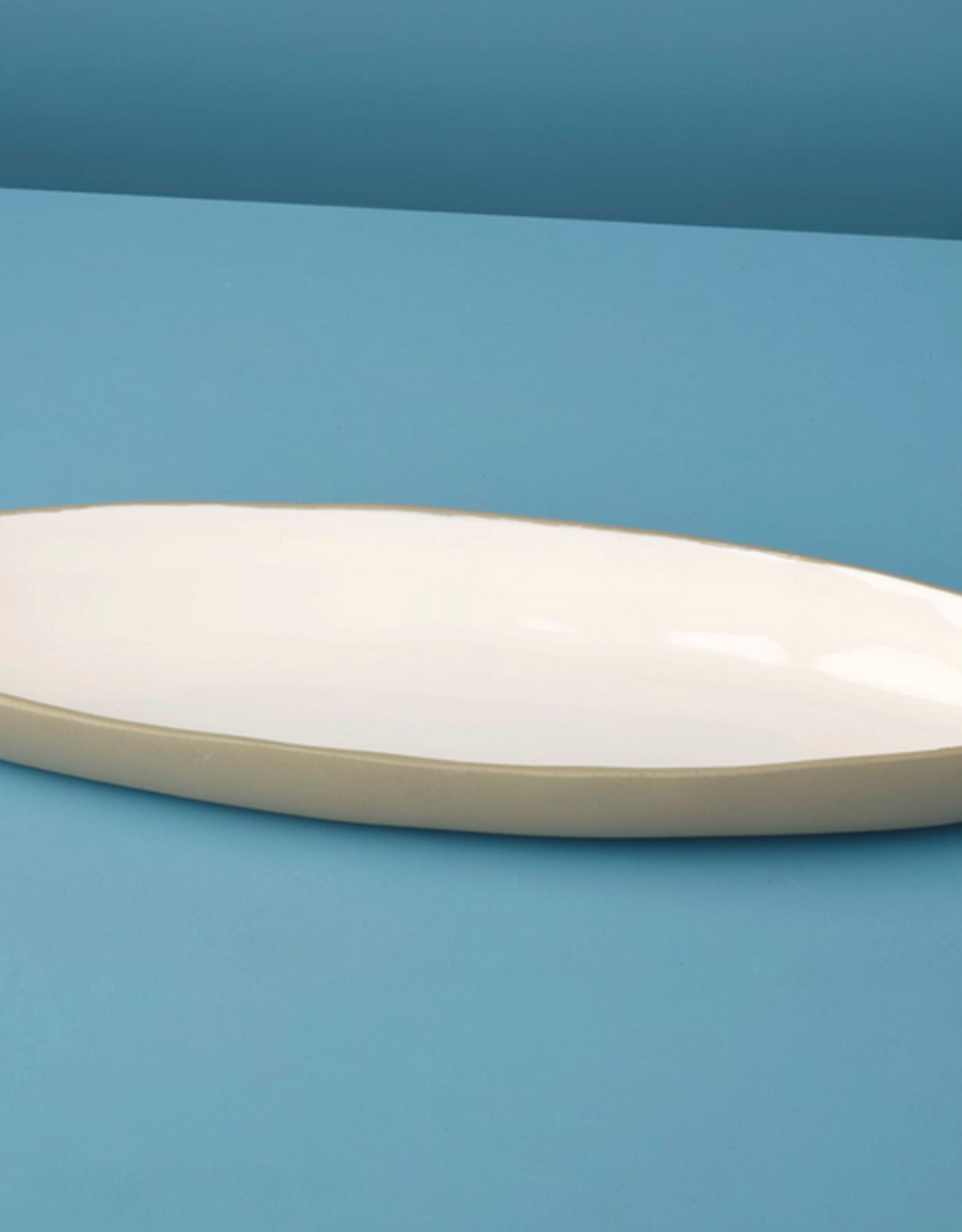 Dove Aluminum and Enamel Oval Platter L15.75" W5"