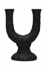 Black Stoneware Taper Holder H8.25"