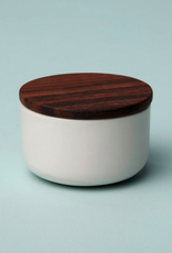 XSmall White Brampton Container with Acacia Lid D2.75" H2"