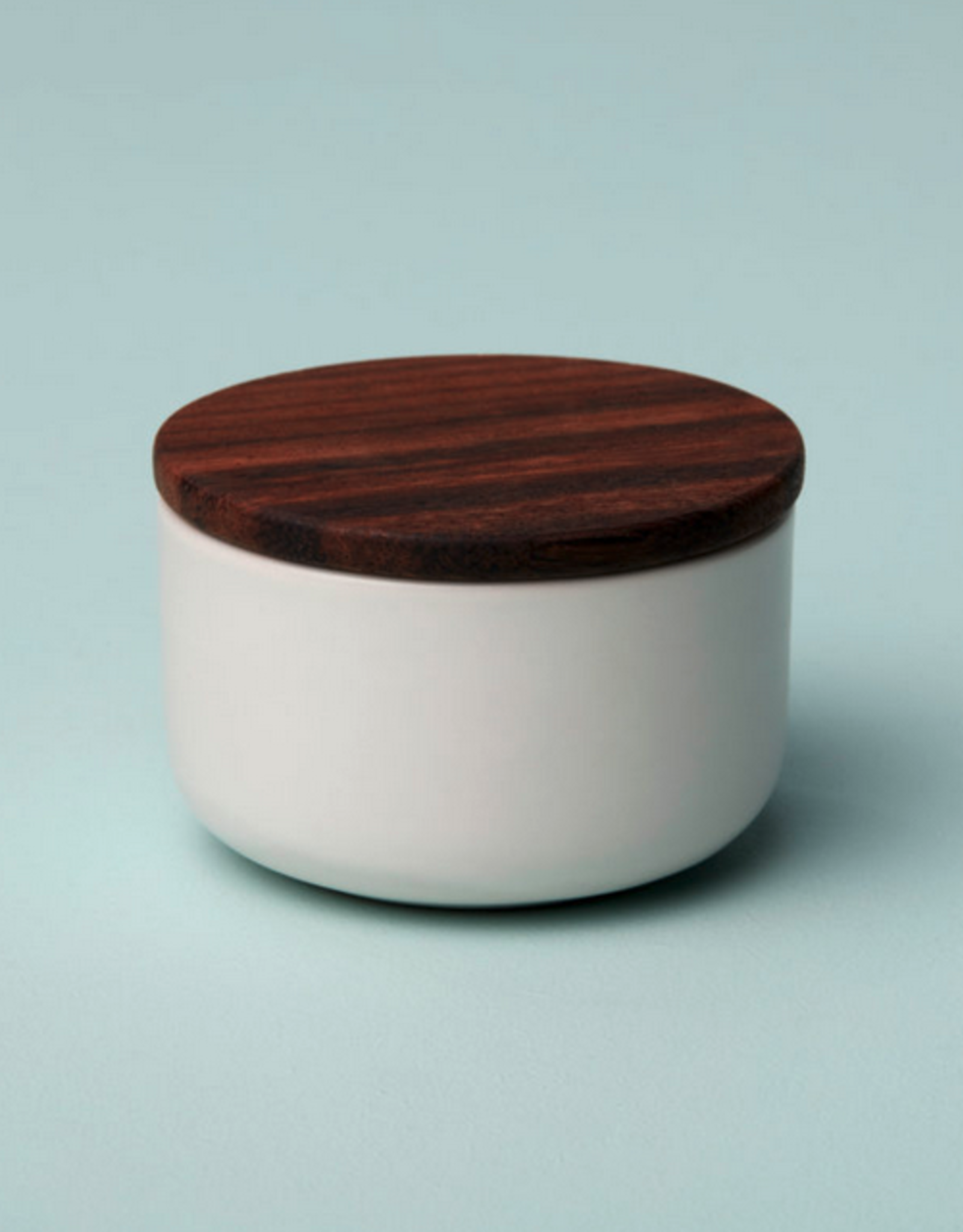 XSmall White Brampton Container with Acacia Lid D2.75" H2"