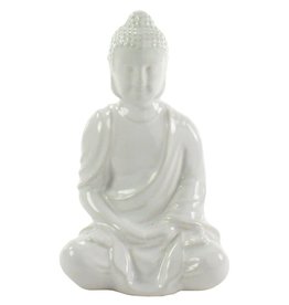 Glazed White Sitting Buddha