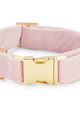 Small Blush Pink Velvet Dog Collar L11"-16" W5/8"