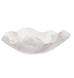 Large White Shiny Cera Organic Bowl D12.5"