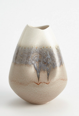 Small Cream Rises Dented Vase H13.5"