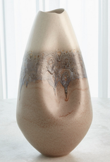 Large Cream Rises Dented Vase H18.5"