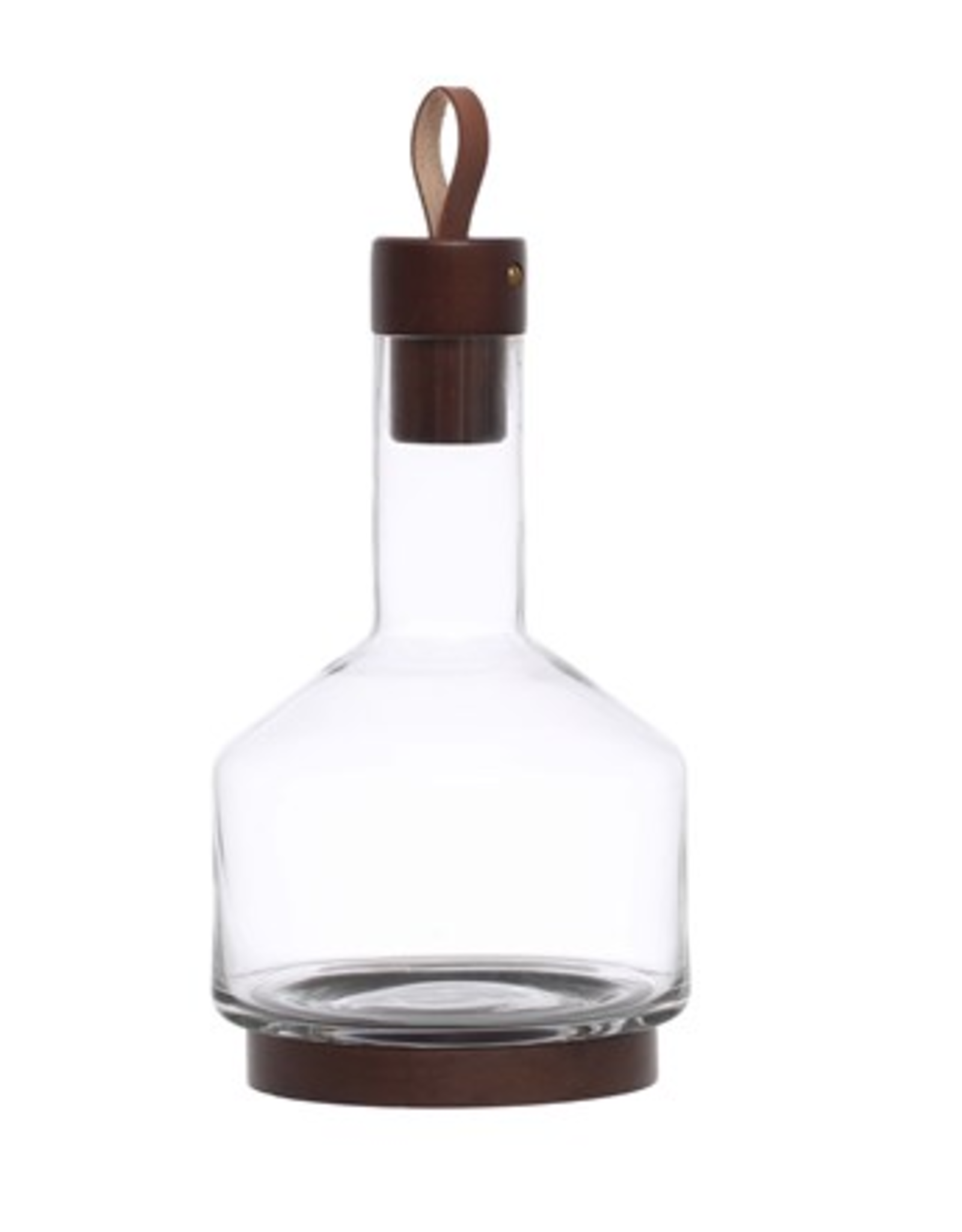 Glass Carafe with Acacia and Leather Lid 62oz