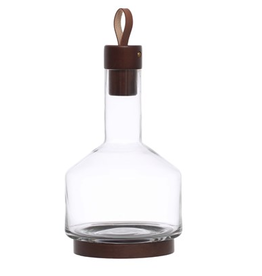 Glass Carafe with Acacia and Leather Lid 62oz