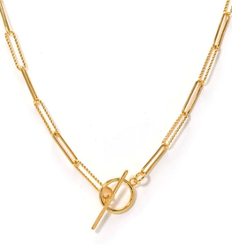 Dainty Paperclip Toggle Necklace - Gold
